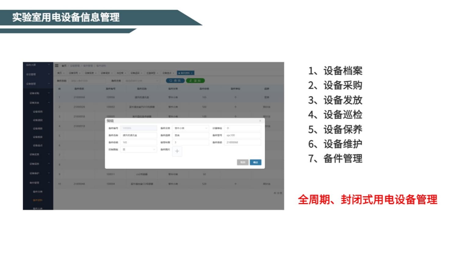 实验室用电设备信息管理